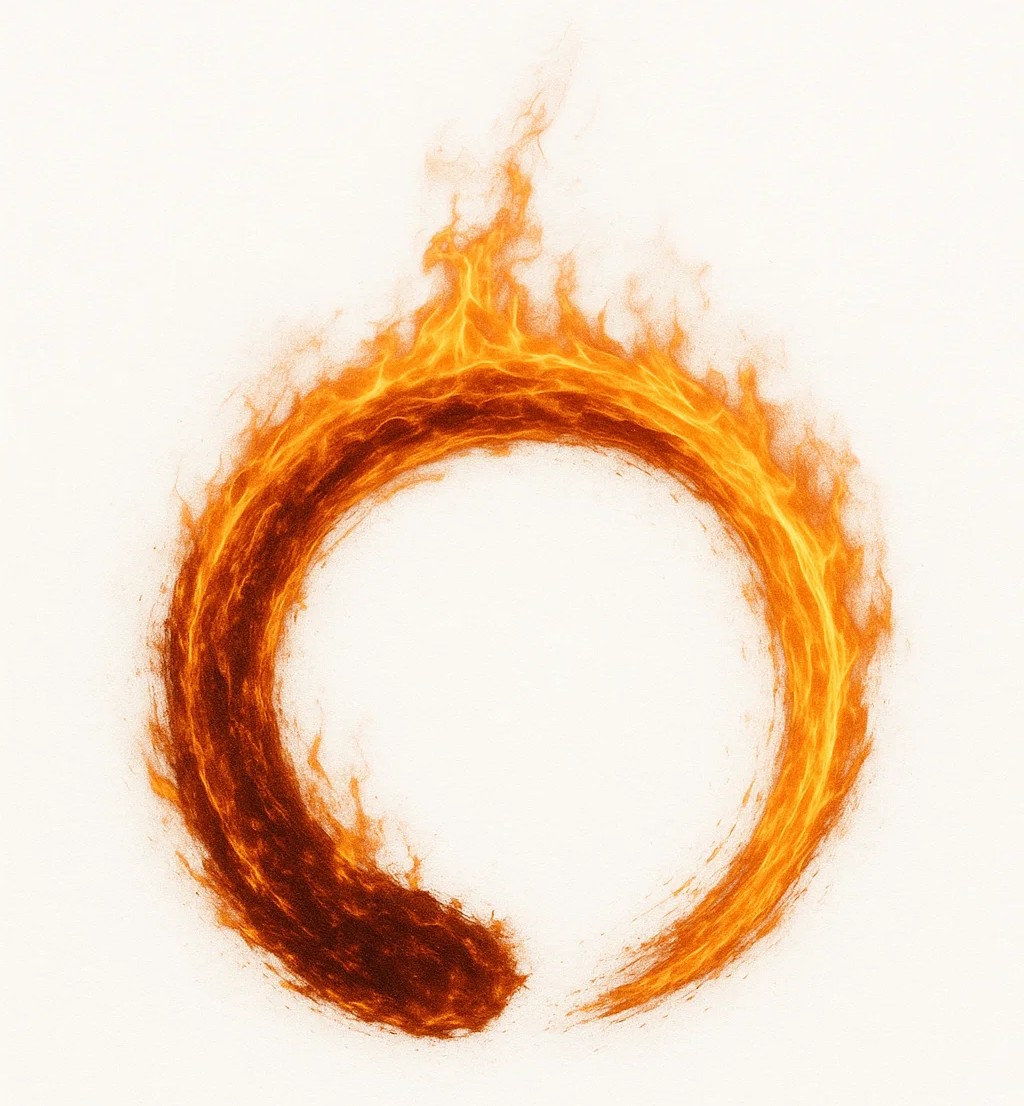 Ensō Zen-Kreis in Feuer